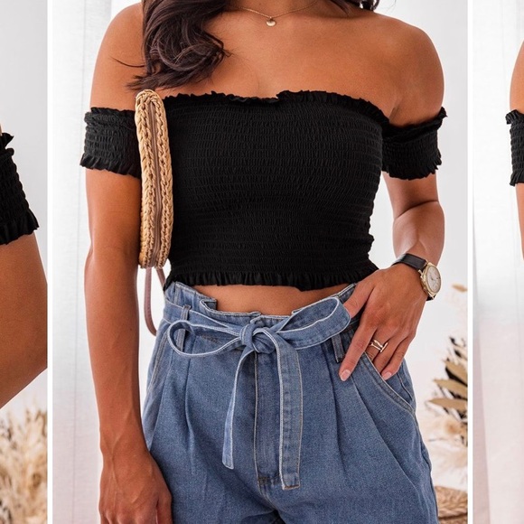 Shop Priceless off shoulder crop top white - Picture 3 of 3